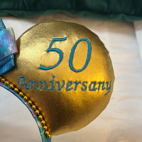 Gold and Blue Mickey Mouse Ear Headband with Bow - Picture 3 of 4